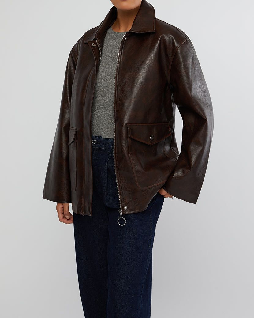Vegan Leather Vintage Jacket sold by WeWoreWhat