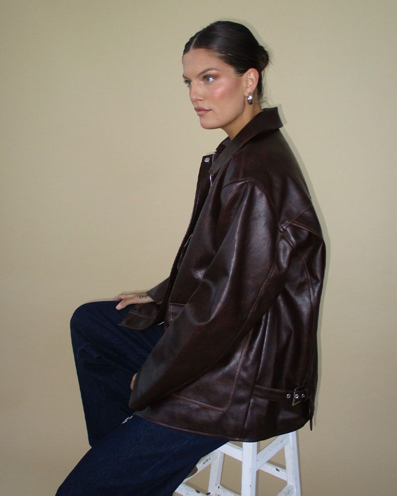Vegan Leather Vintage Jacket sold by WeWoreWhat product image thumbnail 3