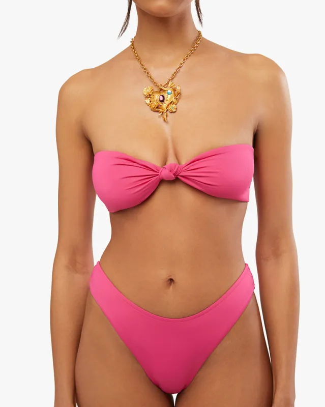 Ruched Tie Bandeau Bikini Top sold by WeWoreWhat