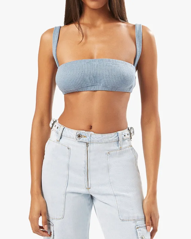 Tie Halter Wide Rib Bra Top sold by WeWoreWhat