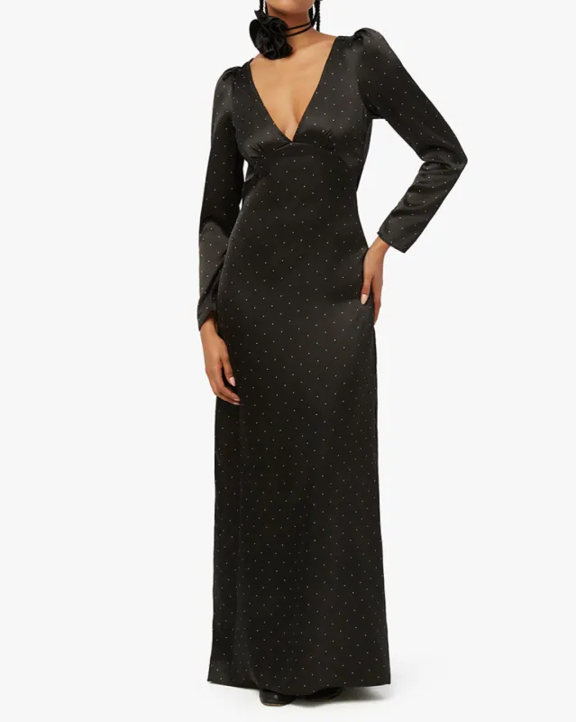 Cowl Back Mini Polka Dot Maxi Dress sold by WeWoreWhat