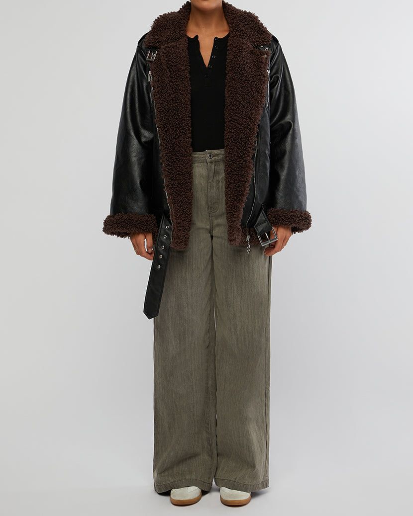 Oversized Faux Sherpa Moto Jacket sold by WeWoreWhat product image thumbnail 4
