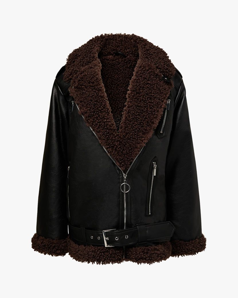 Oversized Faux Sherpa Moto Jacket sold by WeWoreWhat product image thumbnail 2
