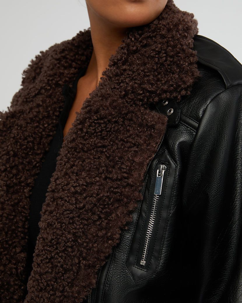 Oversized Faux Sherpa Moto Jacket sold by WeWoreWhat product image thumbnail 5