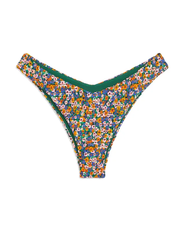 Delilah Smocking Micro Wildflowers Bikini Bottom sold by WeWoreWhat