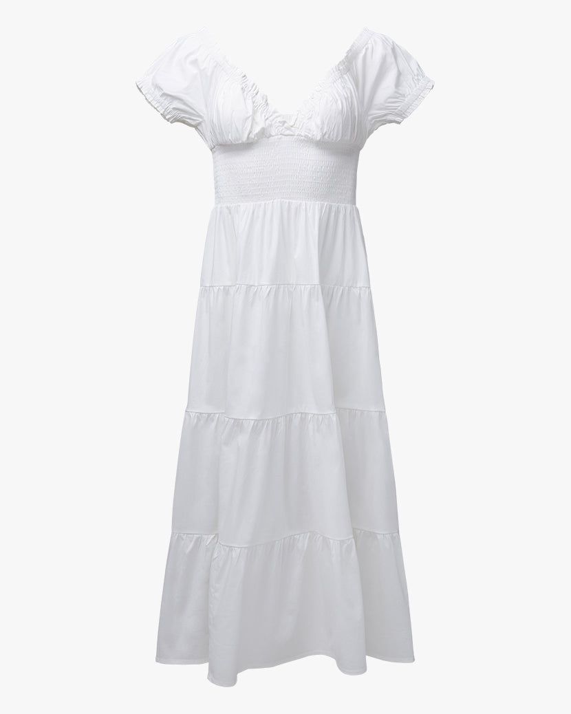 Puff Sleeve Cotton Poplin Smocked Midi Dress sold by WeWoreWhat