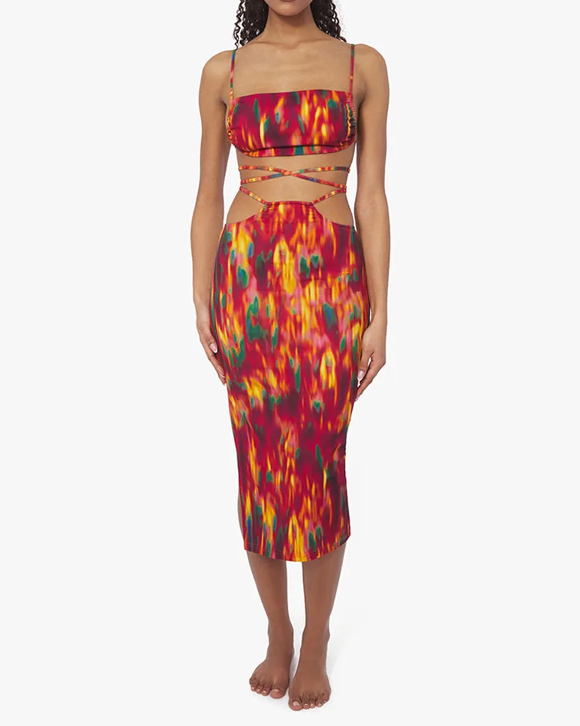Cutout Fire Tie Dye Midi Skirt sold by WeWoreWhat