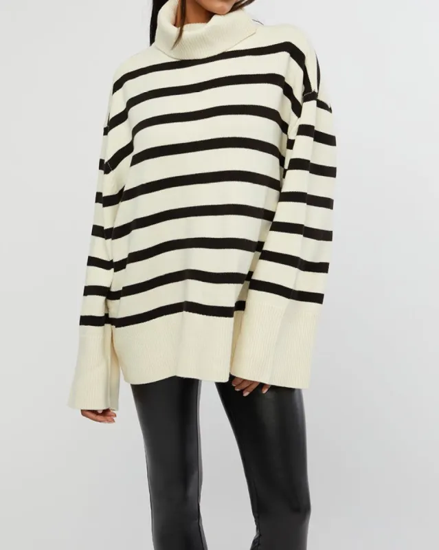 Striped Turtle Neck Sweater sold by WeWoreWhat