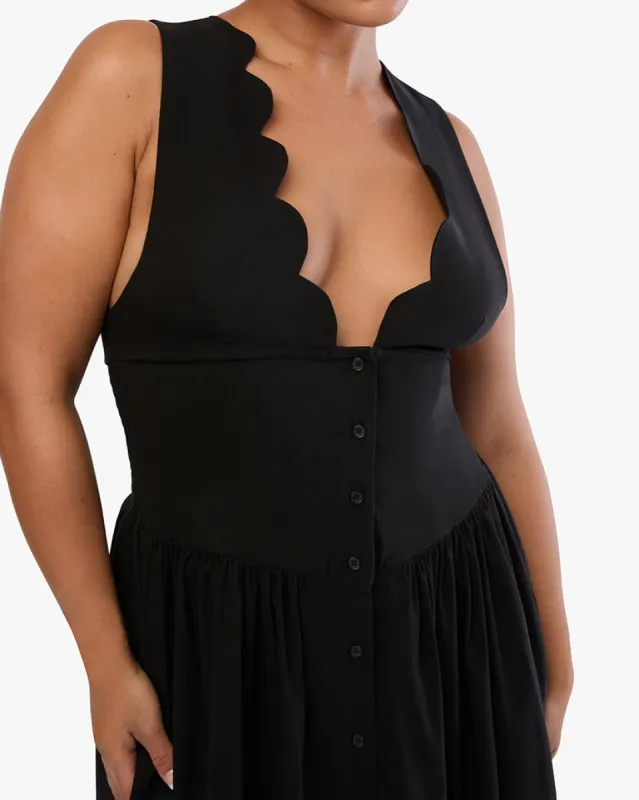 Button Front Scallop Dress | Parallel