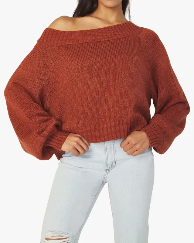 Off Shoulder Chunky Cozy Stitch Sweater sold by WeWoreWhat