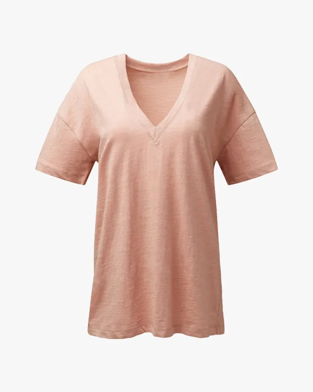 Oversized Cotton Slub V-Neck Tee sold by WeWoreWhat
