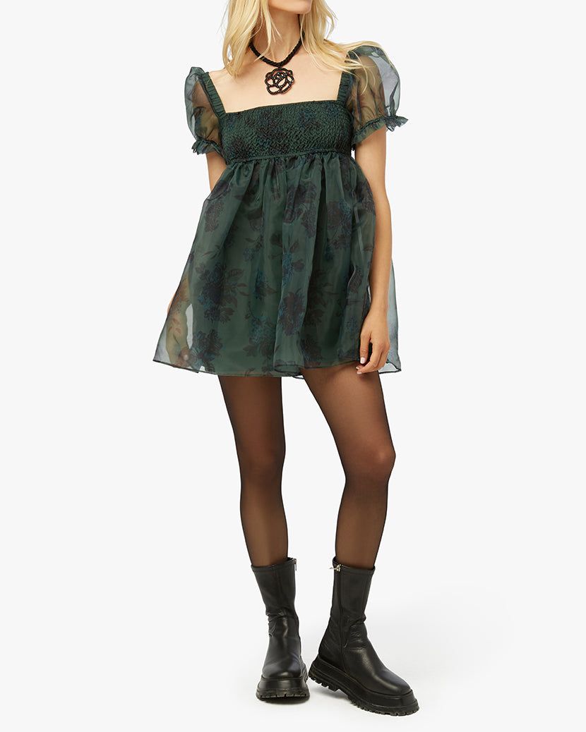 Puff Sleeve Painted Floral Organza Mini Dress sold by WeWoreWhat product image thumbnail 6