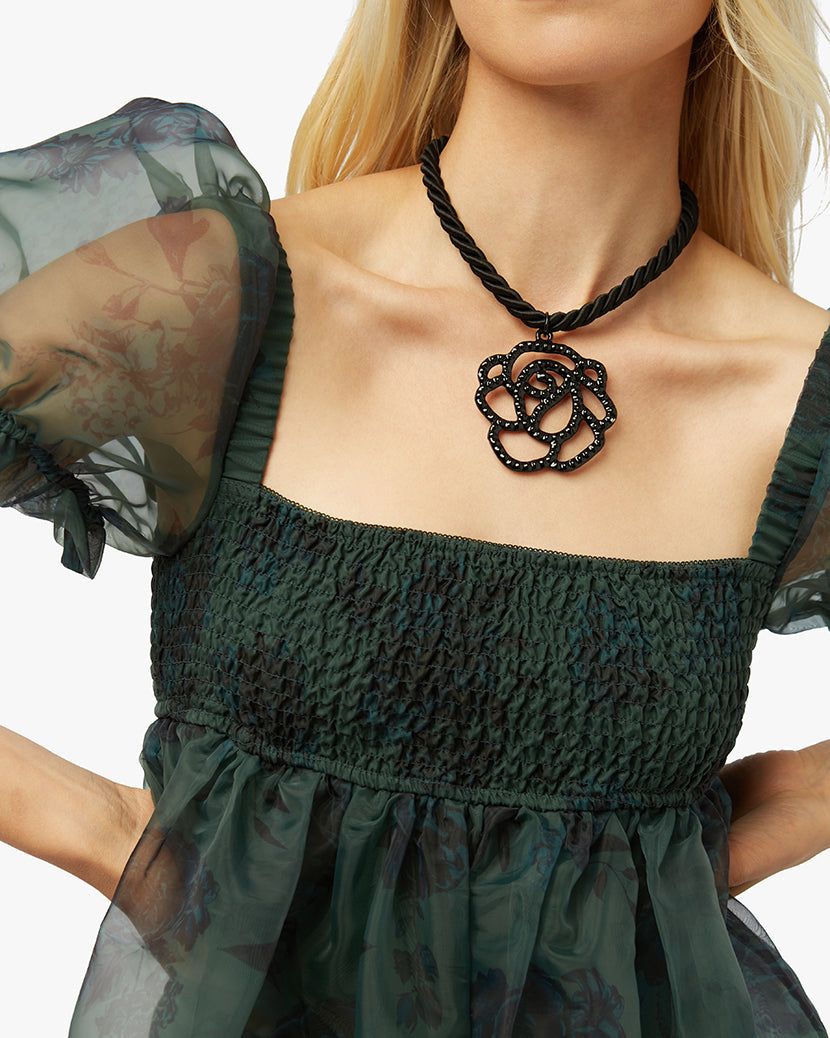 Puff Sleeve Painted Floral Organza Mini Dress sold by WeWoreWhat product image thumbnail 5