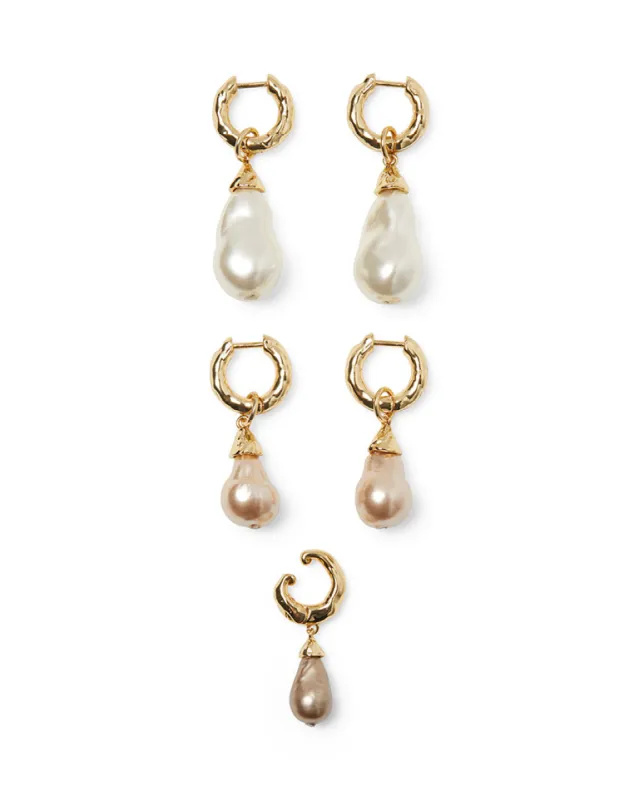 Hammered Pearl Earring Party sold by WeWoreWhat