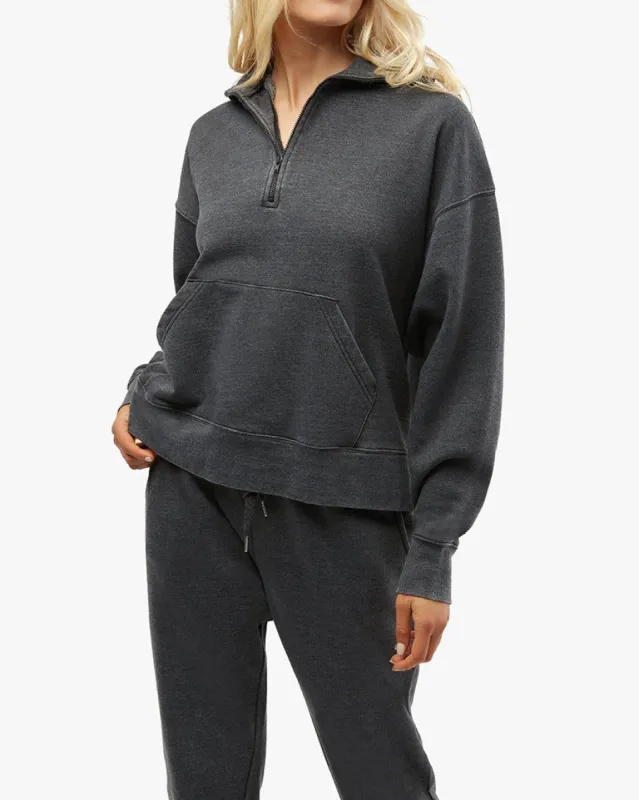 Half Zip Burnout Fleece Pull Over sold by WeWoreWhat