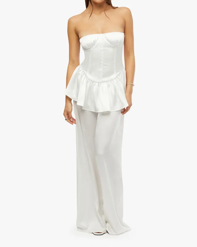 Strapless Corset Peplum Maxi Dress sold by WeWoreWhat
