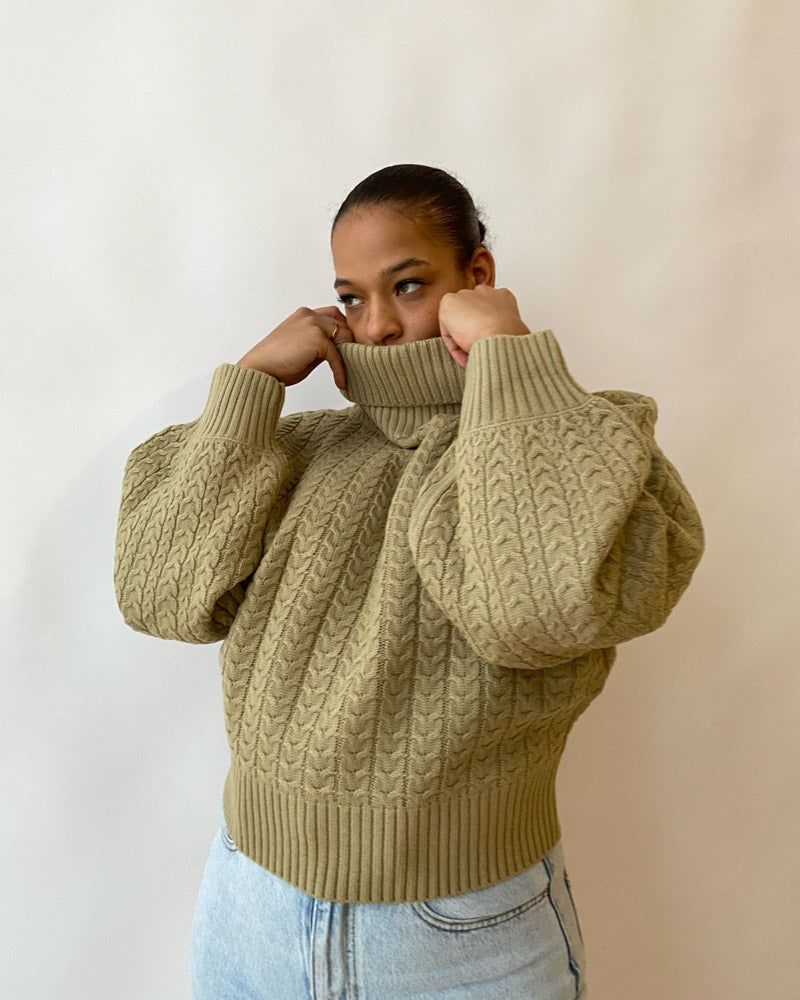 Turtleneck Cable Sweater sold by WeWoreWhat product image thumbnail 3