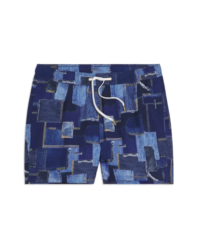 Boyfriend Denim Patchwork 5" Swim Trunk sold by WeWoreWhat