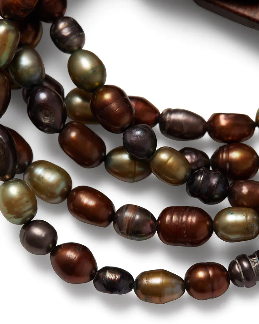 Earth Tone Pearl Bracelet With Wood Closure sold by WeWoreWhat product image thumbnail 2