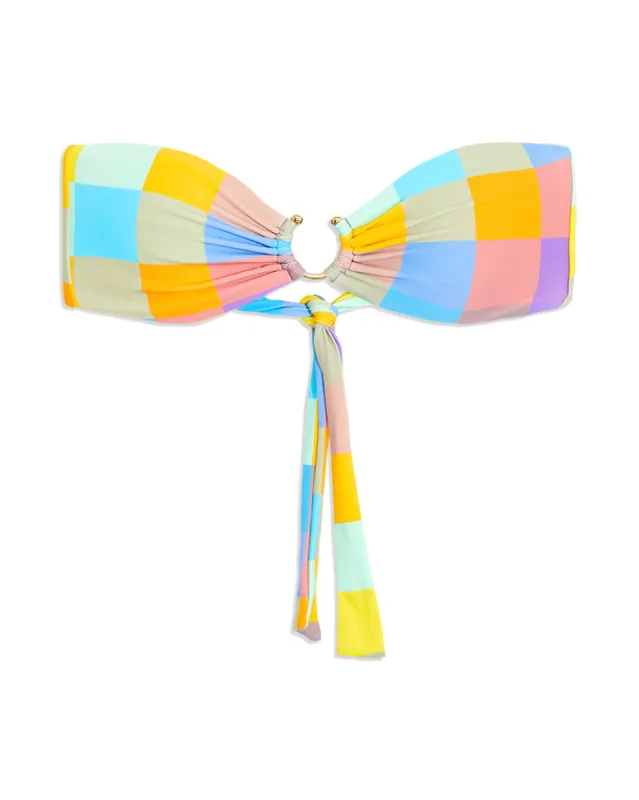 U-Ring Oversized Gingham Bandeau Bikini Top sold by WeWoreWhat