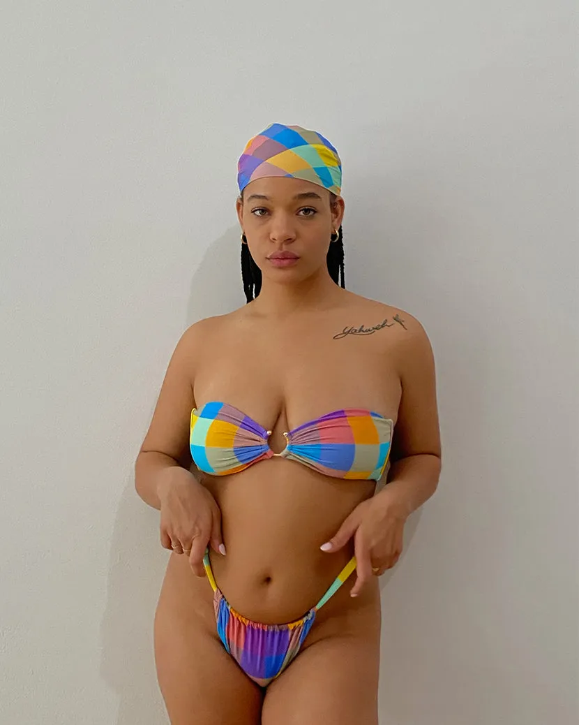 U-Ring Oversized Gingham Bandeau Bikini Top sold by WeWoreWhat product image thumbnail 2