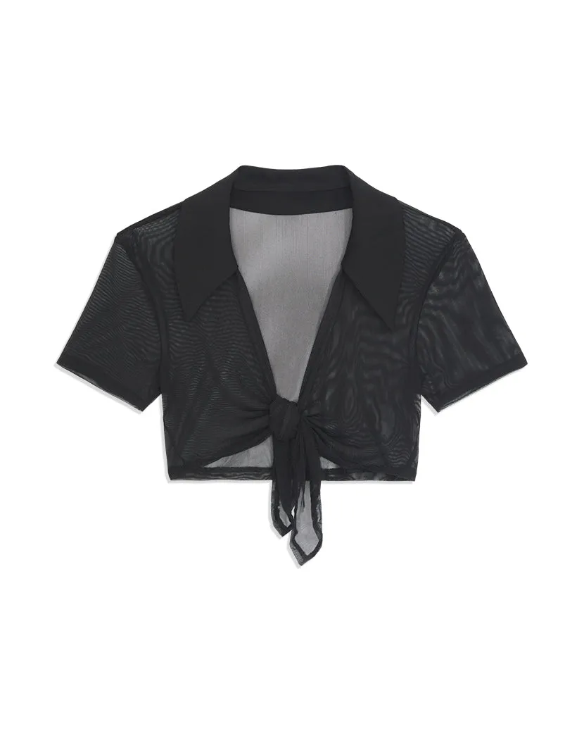 Power Mesh Tie-Front Top sold by WeWoreWhat