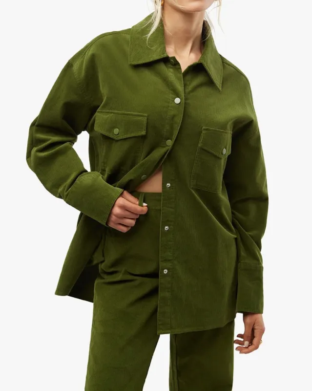 Corduroy Shacket sold by WeWoreWhat