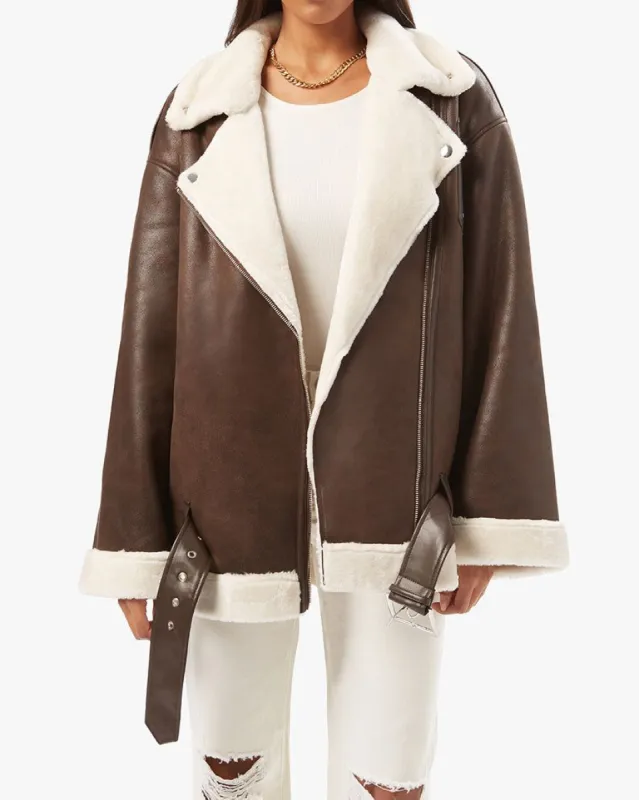 Suede Bonded Faux Fur Moto Jacket made by WeWoreWhat