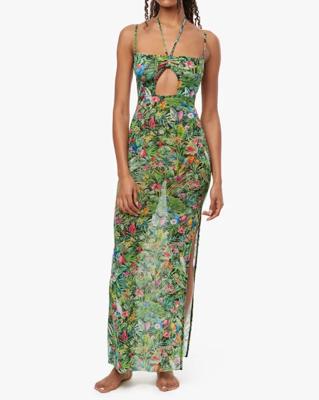 Mesh Strappy Birds of Paradise Maxi Dress sold by WeWoreWhat