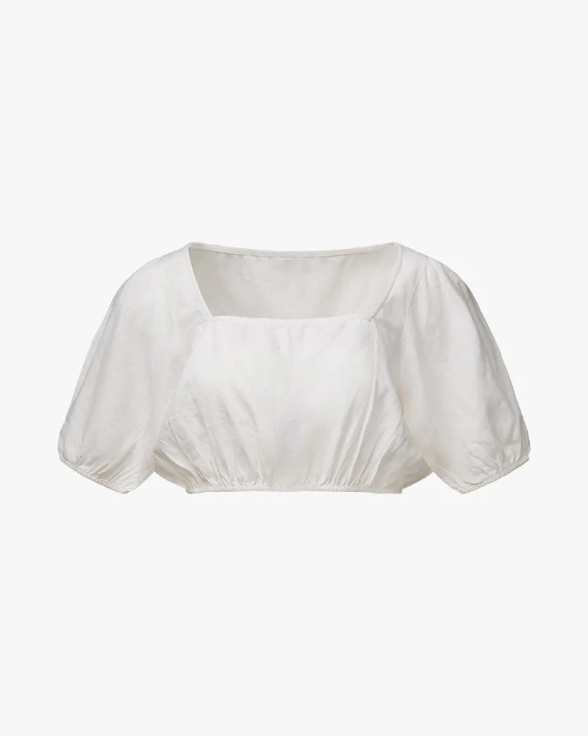 Square Neck Linen Crop Top sold by WeWoreWhat product image thumbnail 2
