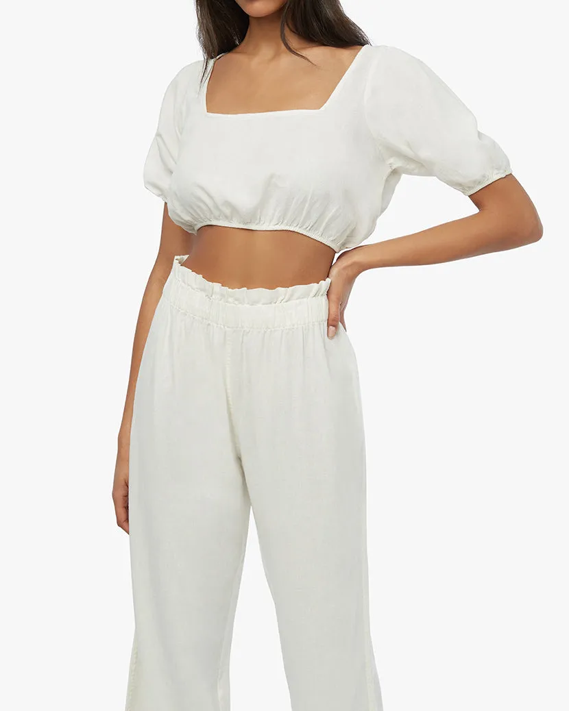 Square Neck Linen Crop Top sold by WeWoreWhat