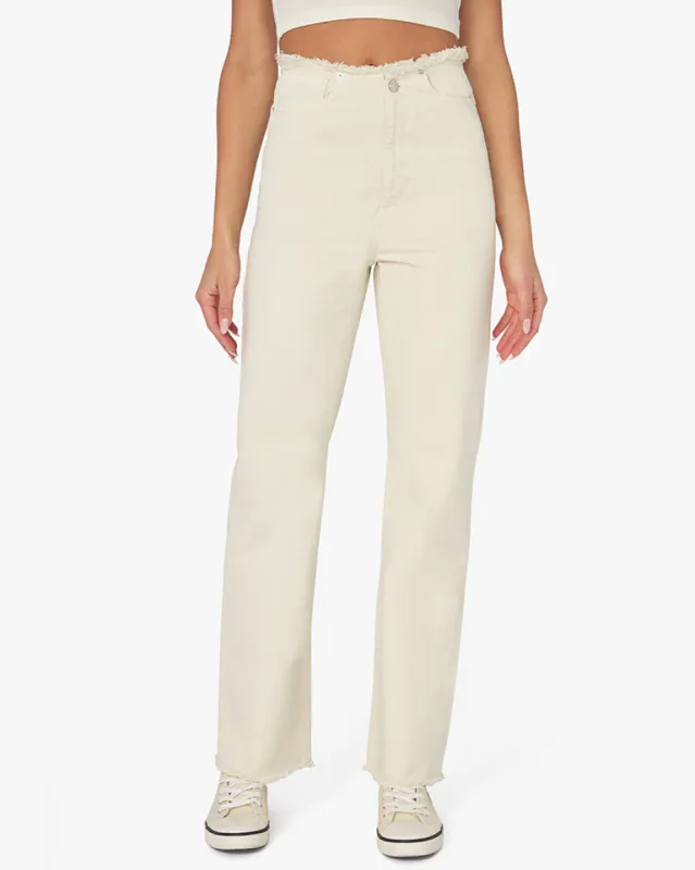 Frayed Waistband Stretch Twill Straight Denim sold by WeWoreWhat