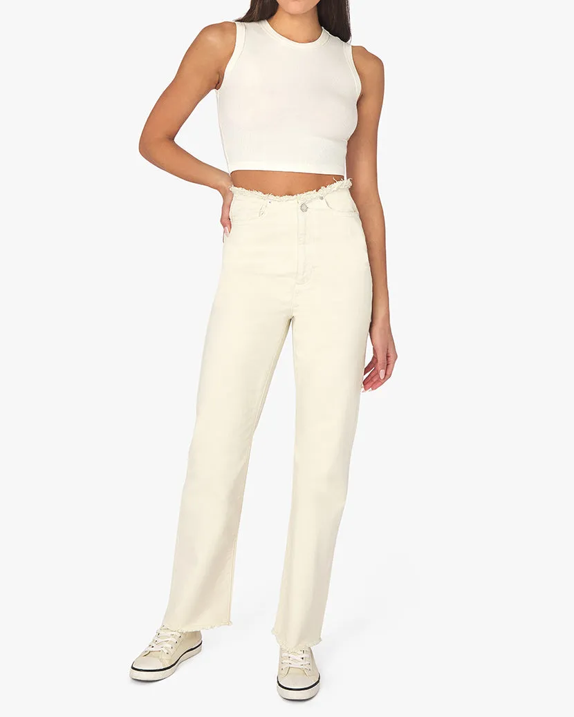 Frayed Waistband Stretch Twill Straight Denim sold by WeWoreWhat product image thumbnail 4