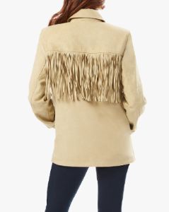 Faux Suede Fringe Jacket sold by WeWoreWhat