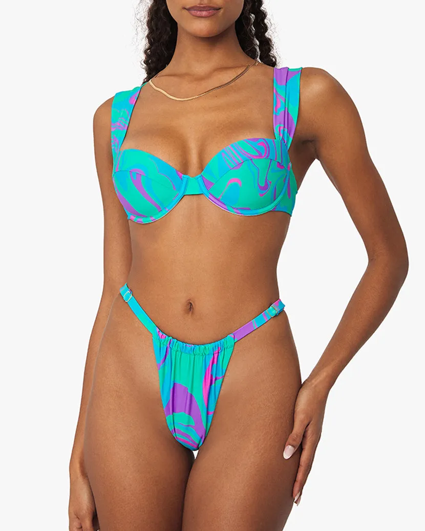 Adjustable Ruched Paradise Marble Bikini Bottom sold by WeWoreWhat