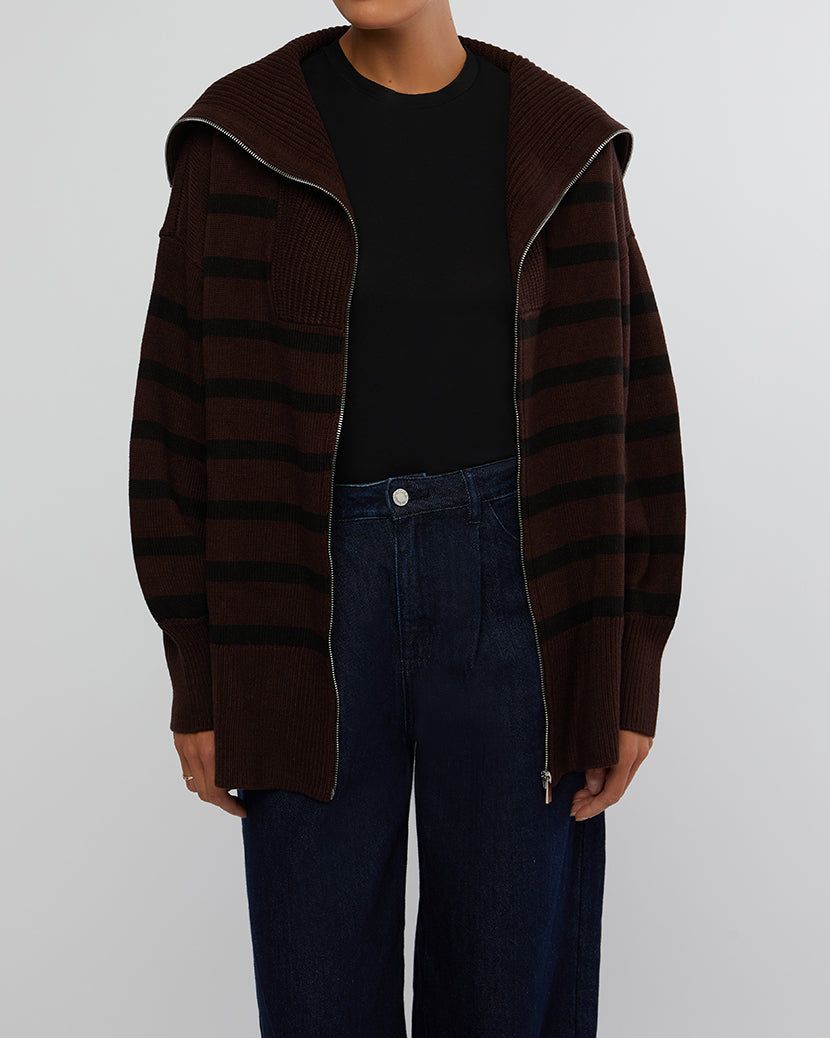 Striped Sweater Zip Up sold by WeWoreWhat