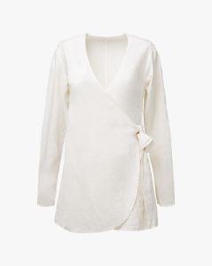 Linen Wrap Dress sold by WeWoreWhat