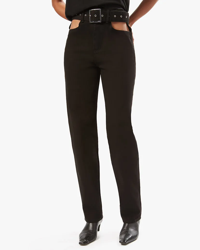 Cut Out Straight Leg Twill Denim Jean sold by WeWoreWhat