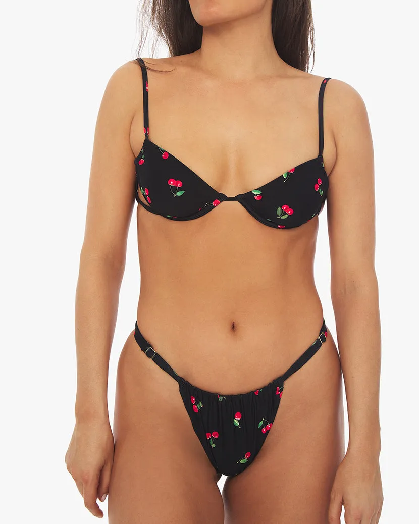 Adjustable Ruched Cherries Bikini Bottom sold by WeWoreWhat