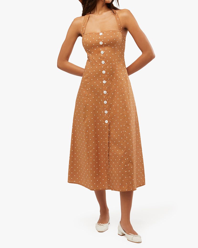 Halter Micro Polka Dot Button Up Midi sold by WeWoreWhat
