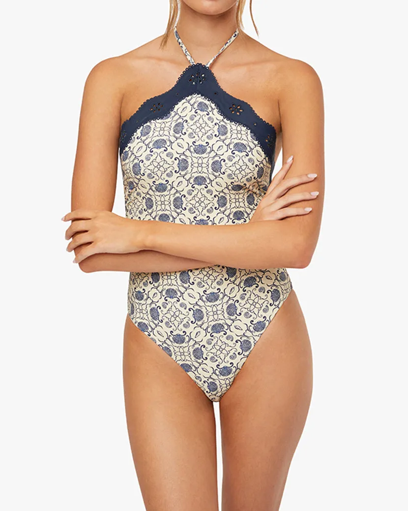 Eyelet Halter One Piece sold by WeWoreWhat