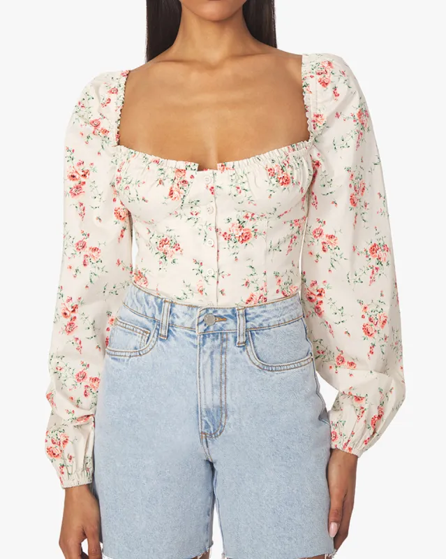 Ruched Cup Dainty Floral Top sold by WeWoreWhat
