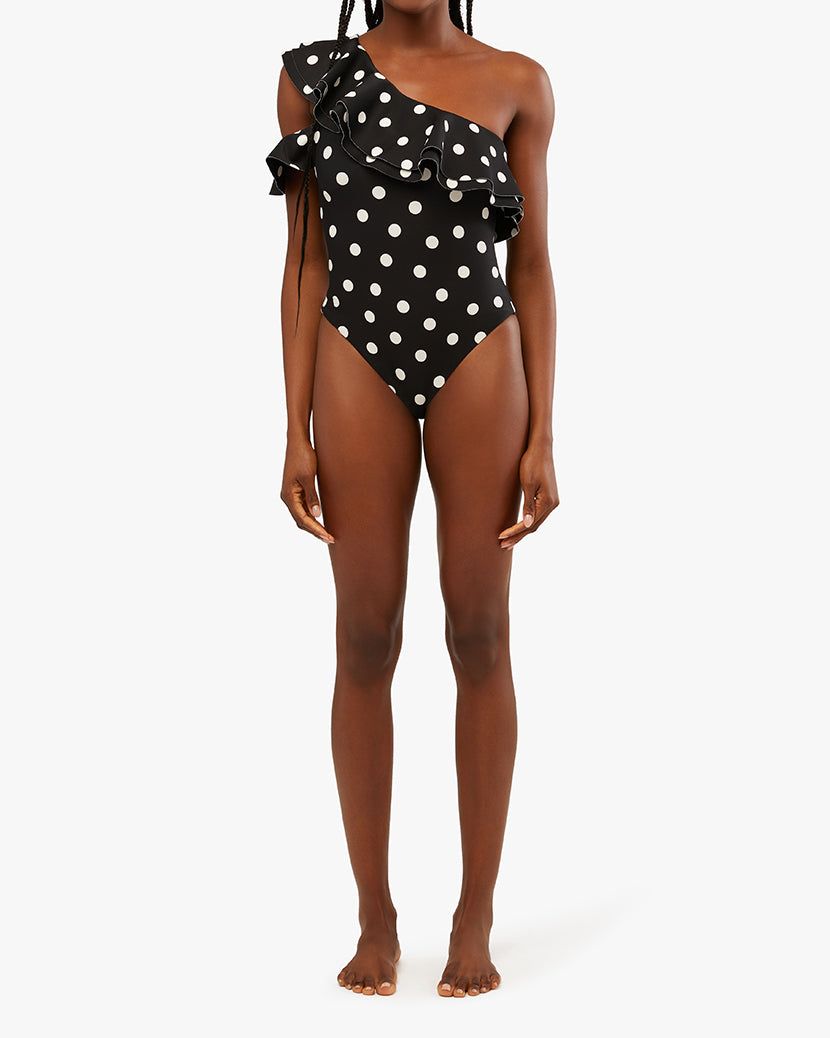 Ruffle Asymmetrical Oversized Polka Dot One Piece sold by WeWoreWhat product image thumbnail 6