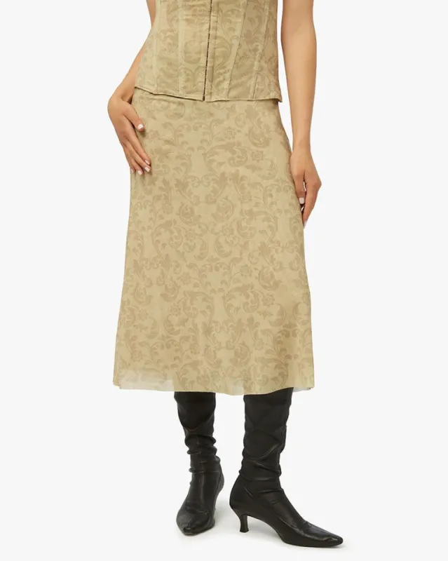 Moody Baroque Midi Skirt sold by WeWoreWhat