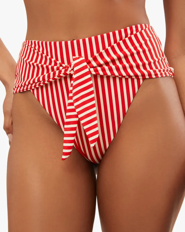 High Rise Tie-Front Stripes Bikini Bottom sold by WeWoreWhat