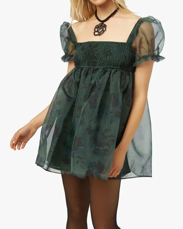 Puff Sleeve Painted Floral Organza Mini Dress sold by WeWoreWhat