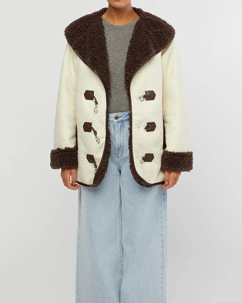 Faux Suede Bonded Sherpa Toggle Jacket sold by WeWoreWhat product image thumbnail 4