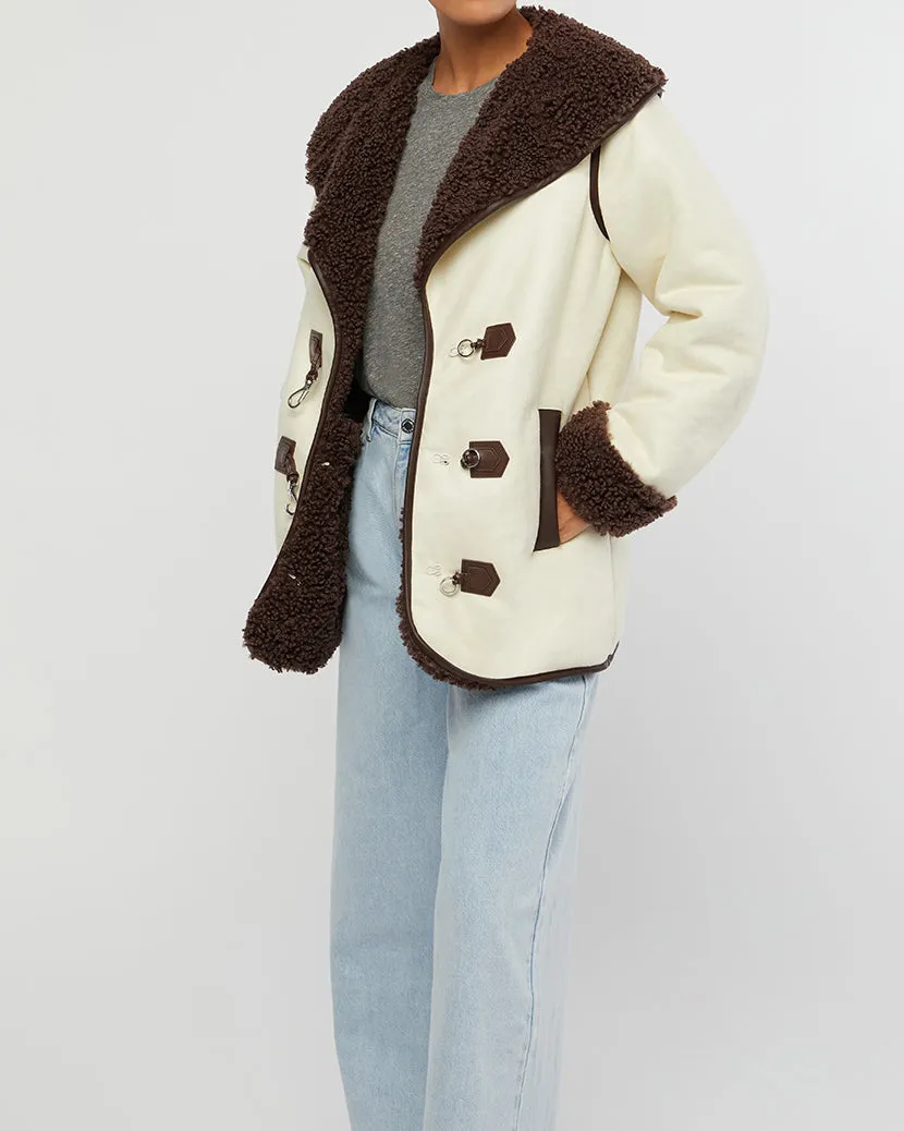 Faux Suede Bonded Sherpa Toggle Jacket sold by WeWoreWhat
