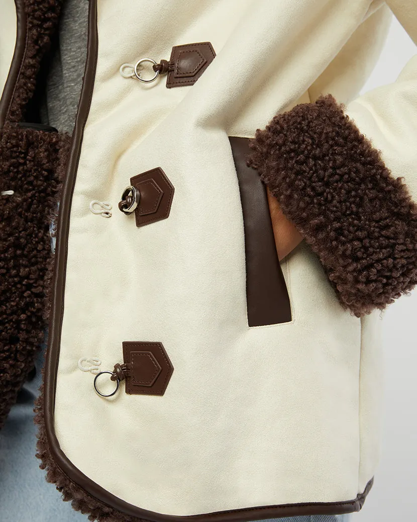 Faux Suede Bonded Sherpa Toggle Jacket sold by WeWoreWhat product image thumbnail 5