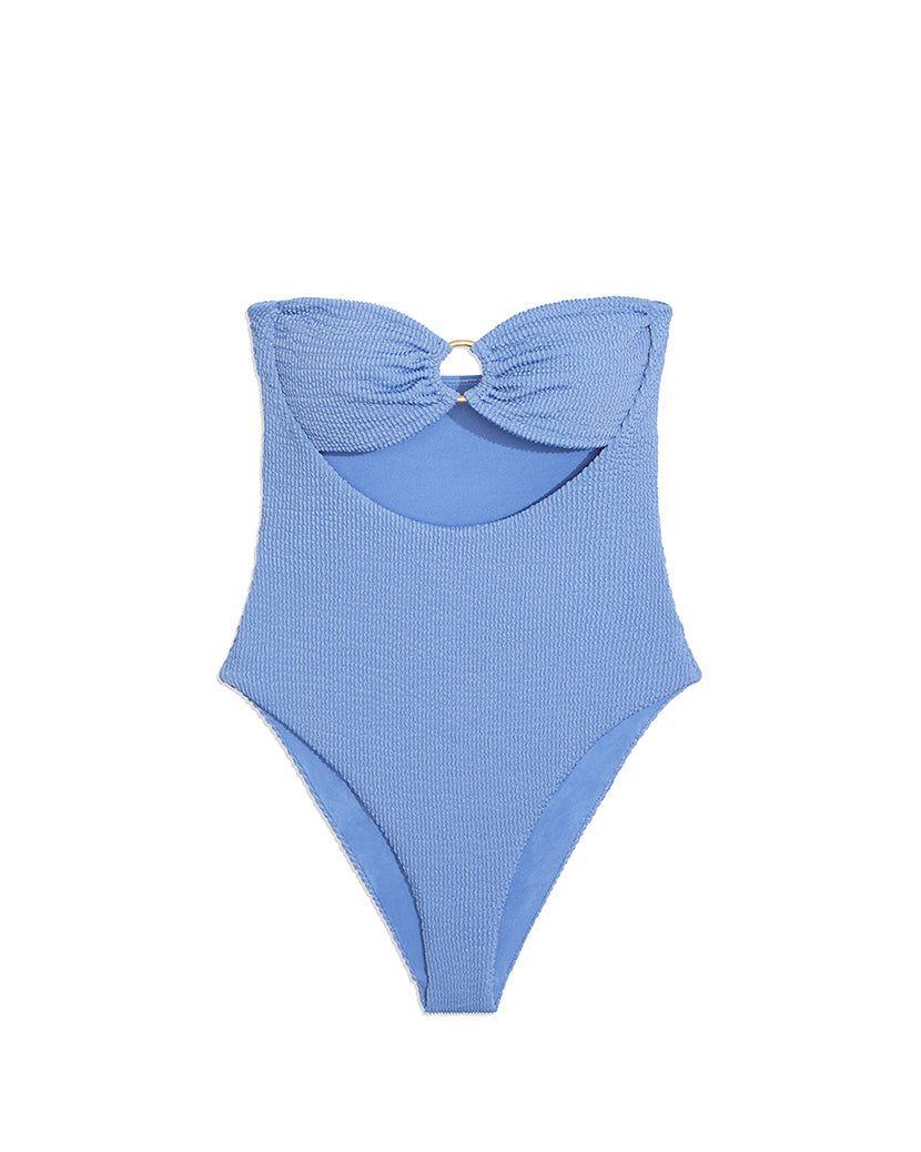 O-Ring Spongie Seersucker Ruched Bandeau One Piece sold by WeWoreWhat